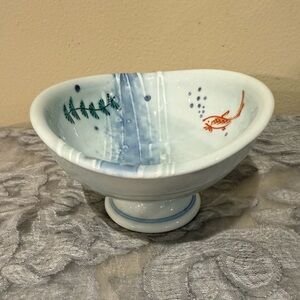 Japanese Koi Hand-painted Porcelain Footed Bowl